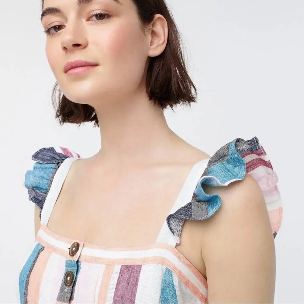 NEW J.Crew Striped Linen Midi Dress Size 6 - Picture 3 of 10